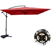 Ombrellone terracotta quadrato decentrato 3 x 3 m led SOLENZARA