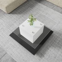 Table basse, table basse en verre haute brillance, table basse mobile sur roulettes pivotantes