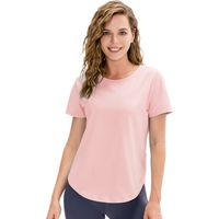 T-Shirt Yoga - Manches Courtes - Coupe Ample - Ourlet Courbé - Pour Yoga Pilates Fitness - Taille Unique