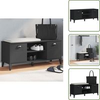 Banc à chaussures VIKEN noir 106x35x45 cm bois massif de pin - Meuble Entrée - Meuble Chaussure - Rangement Chaussures - Banc À Chaussures - Banc Rangement