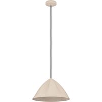 EGLO Hängelampe Podere, 1-flammige Pendelleuchte über Esstisch, Esszimmerlampe im Japandi-Design aus Metall in Sandfarben, Hängeleuchte mit E27 Fassung, Ø 42,5 cm