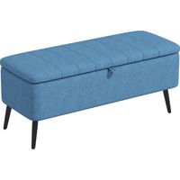 Panca Contenitore Pouf Poggiapiedi Imbottito, 102x40x44 cm, Blu Scuro