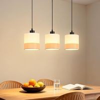 ZMH Suspension Salle à Manger Luminaire Suspension Classique 3 Éclairages Tissu Luminaire Pour Table Réglable en Hauteur E27 Classique Blanc Pour Salle Cuisine