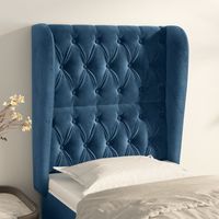 Tête de lit avec oreilles classique Bleu foncé 83x23x118/128 cm Velours -BV13944