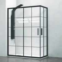 Box doccia nero 150x100 vetro a quadrati neri NICO-B1000 kamalu