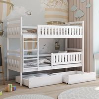 Letto a castello Jules White 90x200, con base e cassettiera