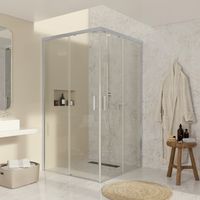 BATHME NOEL-4 Mampara Ducha Angular Corredera Cromo Transparente - Medida: 83-85x98-100 cm - ref: BVF1R085X100