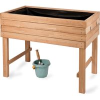WONDERMAKE® Grand carré Potager en Bois de Cerisier Massif Haute, lit de Jardin surélevé sur Pieds, jardinière rectangulaire pour Jardin Balcon extérieur, Marron Brun