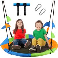 Balançoire nid d'oiseau Ø 120 cm – Charge max 300 kg – Hauteur réglable 100 à 180 cm – Sangles de suspension – Pour enfants et adultes – Leogreen