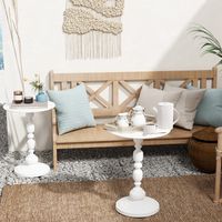 Table Basse Ronde, Set de 2 Tables d'appoint Noires Rondes pour Le Salon, Table Basse Vintage, Petite Table d'appoint en métal, Table à café créative, Blanc