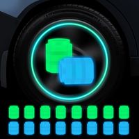 ZOLGINAH Paquete de 16 tapones fluorescentes para válvulas de neumáticos de coche, tapones universales para válvulas de neumáticos de coche, 8 tapones antipolvo azules y 8 tapones para válvulas de neu