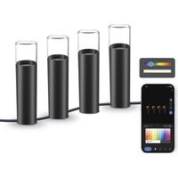 Set 4 Ksix SmartLED Outdoor Beacons, inkl. WiFi + APP, 12W, 200 Lumen, RGBWIC, IP65, erweiterbar, inkl. Pfähle