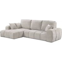 Canapé d'angle gauche convertible en tissu chenille "Verneuil" - 3 places - Beige