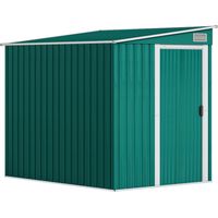 Capanno Attrezzi in Metallo 1.5x2m con Base, Porta Scorrevole e Tetto Inclinato, Verde