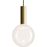Zafferano Lampada a Sospensione Sfera in Vetro Borosilicato Soffiato a Bocca Colore Oro e Trasparente LED 8W 3000K Diametro 18 cm Design Moderno