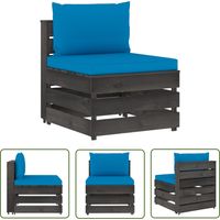 INLIFE Canapé central sectionnel avec coussins Bois imprégné de gris