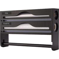 Srvillg Distributeur et découpeur de film, boîte de rangement pour rouleaux de cuisine, accessoire de rangement pour la pâtisserie, organisation de placards et garde-manger