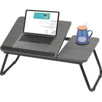 BALLSHOP Table de Lit Pliable pour Ordinateur Portable 55x32cm Plateau Multifonction avec Porte-Gobelet Bureau Portable pour Lecture Petit-Déjeuner (Noir)