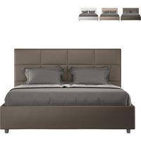 Letto matrimoniale con rete imbottito 160x200 similpelle cappuccino Mika
