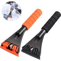 Ahlsen 2PCS Grattoir à Glace pour Voiture, Dégivrer Les Pare-Brise et Les Vitres Pelle à Neige, Multifonctionnel Raclette Givre Antigivre avec Poignée en Mousse-Noir & Orangé