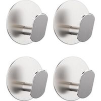 4 Pièces Crochet Adhesif Mural Rond Porte Manteau Mural Sans Percage Acier Inoxydable Porte Serviette Salle de Bain, Argent
