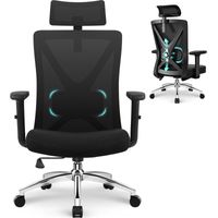 Sedia ufficio ergonomica con supporto lombare regolabile,sedia da ufficio con braccioli regolabili e base in metallo, sedia ergonomica con funzione dondolo fino 135°