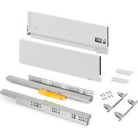Emuca Tiroir extérieur Vertex Push Synchro avec réglages 3D, hauteur 178mm , 40kg, profondeur 400mm, Acier, Peint en blanc - talla