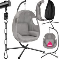 Fauteuil suspendu avec coussin d'assise épais pivotant 360° gris clair