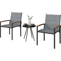 Set Bistrò 3 Pezzi Sedie Rete e Tavolo Grigio Misto