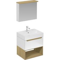 Naturel Mobiletto da bagno con lavabo, comprensivo di rubinetto, bocca e scarico per lavabo Naturel Stilla bianco lucido (KSETSTILLA010)
