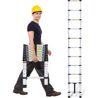 Randaco Premium Alu Teleskopleiter Ausziehleiter Klappleiter Höhe 3,2M Antirutsch Mehrzweckleiter