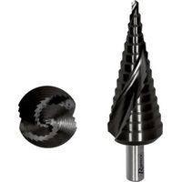 Ribimex – Foret étagé spiral en acier M35 HSS cobalt 4 à 30 mm – Pour inox et métaux non ferreux – Affûtage en croix auto-centreur