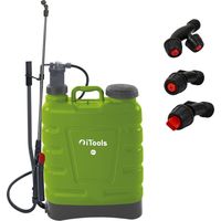 Pulvérisateur manuel 16L haute pression 5.5 bar – Buse réglable pour jet droit, éventail ou brouillard – Portée max 2.5m – Confort dorsal – Itools