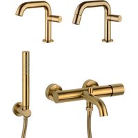 Kit mezcladores monomando de lavabo, bidé y bañera color latón cepillado Mamoli Tuttodunpezzo KITTDPG6