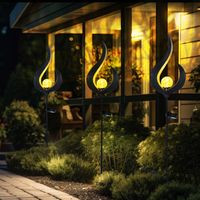 LED Solarleuchte Erdspieß Gartenstecker Außenleuchte Steckleuchte, Metall Glas bronzefarben klar, 3000K warmweiß, H 90cm, 3er Set