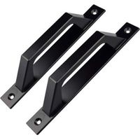 Set of 2 D-shaped door handles for wooden garden gate, Black 200 mm