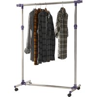HOMCOM Perchero Acero Inox Colgador Ropa 4 Ruedas Alto y Largo Regulables 95x45x170cm