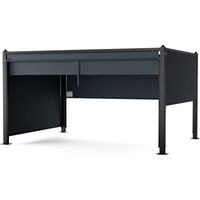 Blumfeldt Pantheon Cortina Pavillon 3x4 m – Aluminiumrahmen, Verstellbares Dach & Seitenrollos, Wetterfest & Stabil, Dunkelgrau/Schwarz