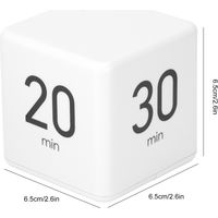 Minuteur Cube à Sensibilité Gravitationnelle avec Affichage Digital pour Cuisine, Bureau et École - 15, 20, 30, 60 Minutes - Timer Intelligent à Fonctionnement Simple, Batteries AAA Non Incluses