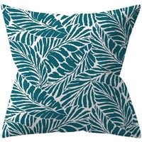 Pack de de 4 Housses de Coussin d'extérieur, XU,45x45cm imperméable Canapé Taie d'oreiller en Lin, Plante Verte,Coussins Décoratifs pour Jardin (45 x 45 cm, Turquoise 2) - KZQ