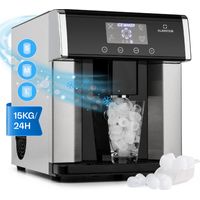 Klarstein – Machine à glaçons professionnelle 10 à 15kg/24h – 3 tailles de cubes – Acier inoxydable – Alarme de sécurité