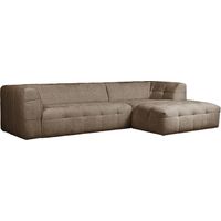 DEYNA - Canapé d’angle en tissu capitonné taupe - Angle droit