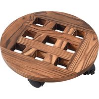 Plateau mobile pour pots de fleurs en bois massif – 25 cm, 4 roues pivotantes dont 2 freinées – Design pratique et stable
