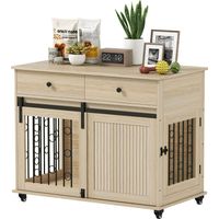 Jaula para Perros Medianos y Grandes Mesa Auxiliar Moderna con 2 Cajones 2 Puertas y Cierre 100x56x81 cm Roble