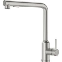 JANLEMNY L-Shaped Dual Level Kitchen Mixer Tap, 360-degree Swivel Spout Stainless Steel Faucet for 1 Hole, Brushed Nickel