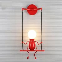 Moderne Humanoid LED Wandleuchte Innen Art Deco E27 Eisen für Kinder Zimmer, Treppen, Flur, Restaurant, Küche (Rot)