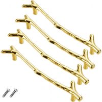 Lot de 4 boutons de tiroir vintage en alliage de zinc pour armoire, tiroir, maison de campagne, chalet(128mm,or)