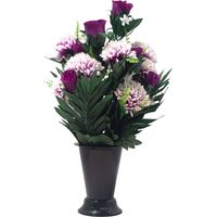 Pot Cône de Chrysanthemes fleurs artificielles pour le cimetière H 45 cm D 30 cm Pourpre - couleur: Pourpre