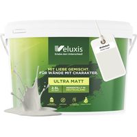 Wandfarbe Hellgrau Beige Creme Matt Innenfarbe – Deckkraft Klasse 1, VOC-frei, Ohne Grundierung, Tropfarm – Wohnzimmer & Schlafzimmer – 2,5L – Veluxis (Shady Sugar)
