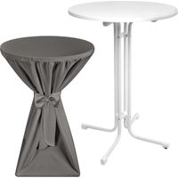 Table haute Outdoor Sylt, pliable, Ø70cm, Gris, avec housse